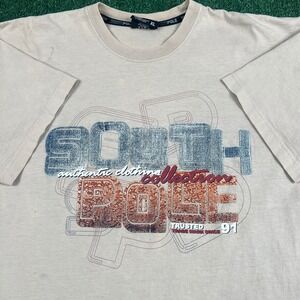 Vintage Southpole Collection T-Shirt Mens XL Beige Oversized Boxy Skater Y2K